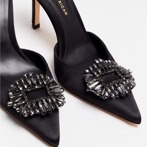 Good American Cinder-F*cking rella jeweled mule high heel